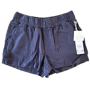 C&C California Women's Vintage Look Linen Blend Shorts w/Pockets Size L Navy
